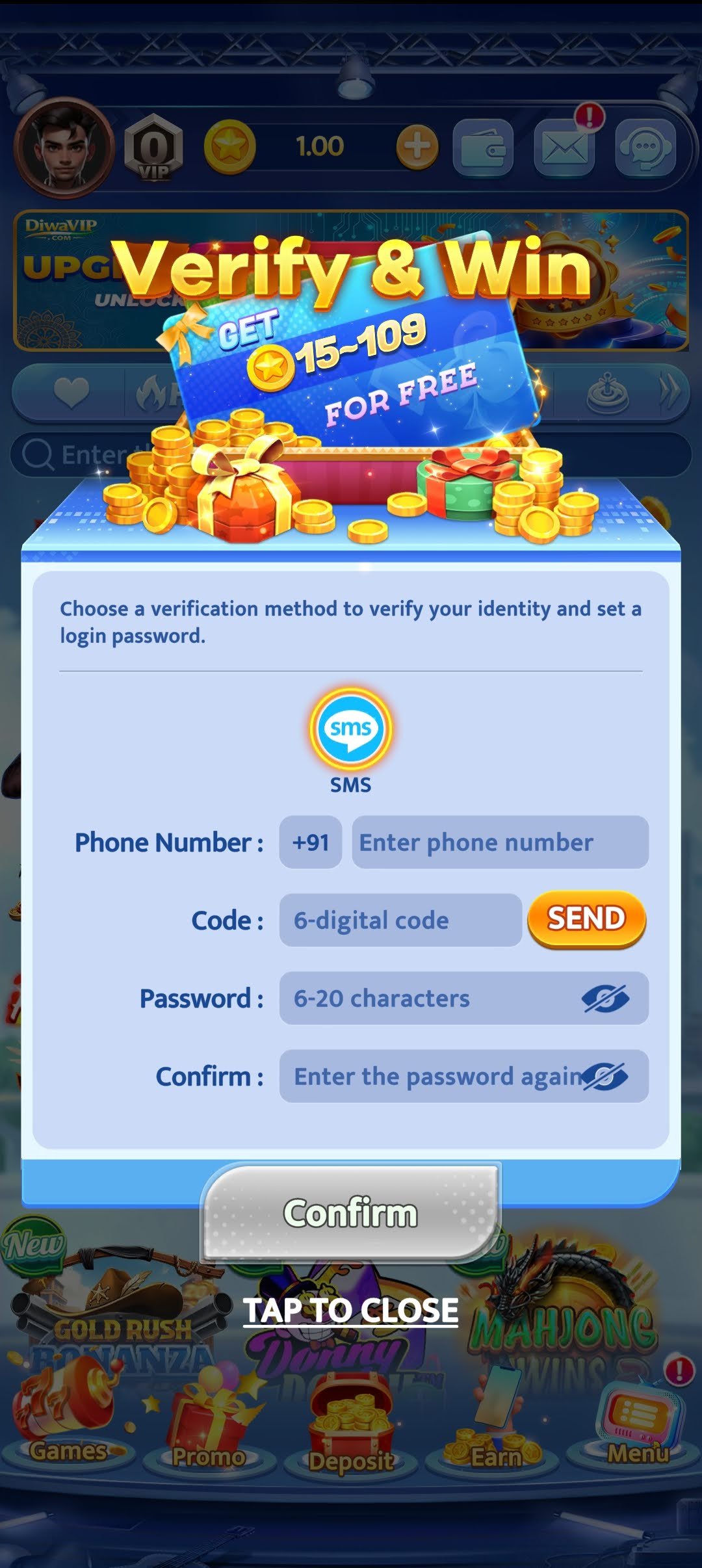 Diwa King APK application screen